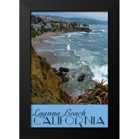 Laguna Beach Travel Poster Black Modern Wood Framed Art Print by Vintage Travel Posters