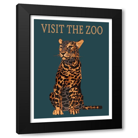 Leopard Zoo Black Modern Wood Framed Art Print with Double Matting by Vintage Travel Posters