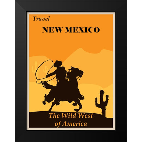 New Mexico Travel Poster Black Modern Wood Framed Art Print by Vintage Travel Posters