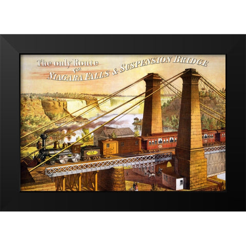 Niagara Falls Train Travel Black Modern Wood Framed Art Print by Vintage Travel Posters