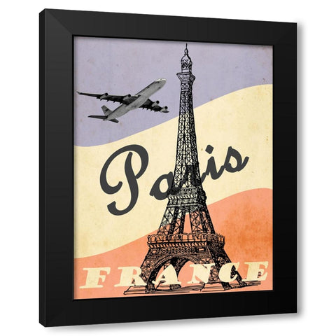 Paris Vintage Travel Print Black Modern Wood Framed Art Print with Double Matting by Vintage Travel Posters