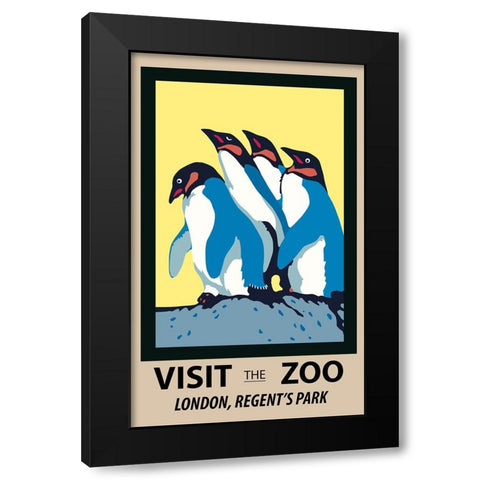 Penguins Zoo Poster Black Modern Wood Framed Art Print by Vintage Travel Posters