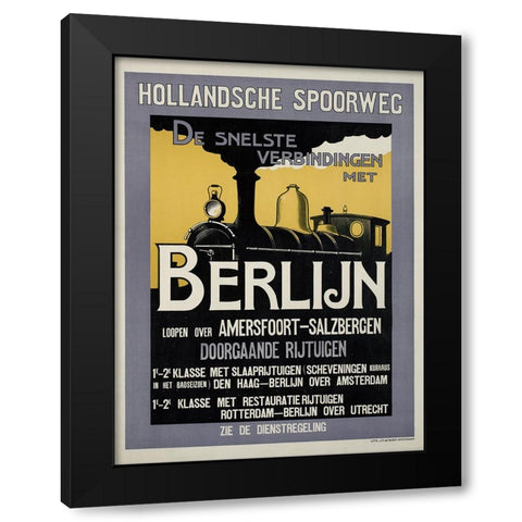 Train Travel Vintage Poster Black Modern Wood Framed Art Print by Vintage Travel Posters