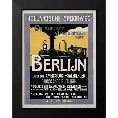 Train Travel Vintage Poster Black Modern Wood Framed Art Print by Vintage Travel Posters