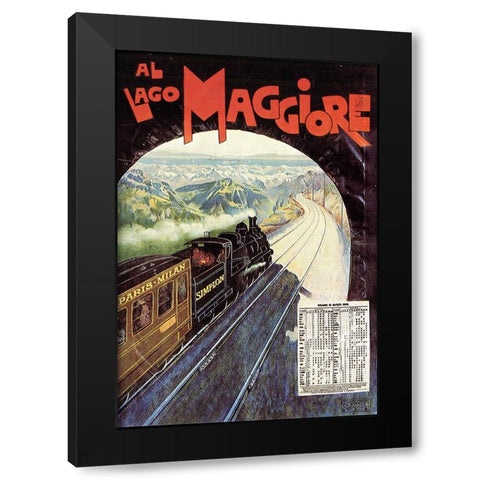 Train Travel Vintage Poster Black Modern Wood Framed Art Print with Double Matting by Vintage Travel Posters