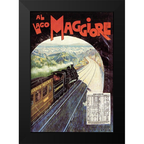Train Travel Vintage Poster Black Modern Wood Framed Art Print by Vintage Travel Posters