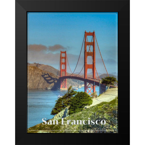 San Francisco Travel Poster Black Modern Wood Framed Art Print by Vintage Travel Posters