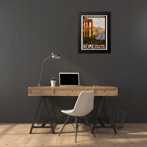 Travel Poster Rome Black Modern Wood Framed Art Print by Vintage Travel Posters