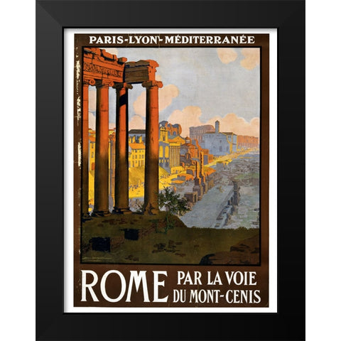 Travel Poster Rome Black Modern Wood Framed Art Print by Vintage Travel Posters