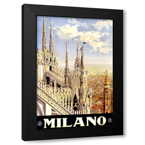 Vintage Milano Poster Black Modern Wood Framed Art Print with Double Matting by Vintage Travel Posters