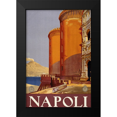 Vintage Napoli Poster Black Modern Wood Framed Art Print by Vintage Travel Posters