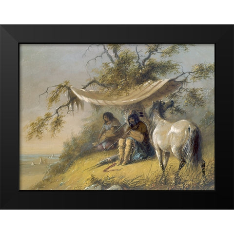 Arapahos Black Modern Wood Framed Art Print by Miller, Alfred Jacob