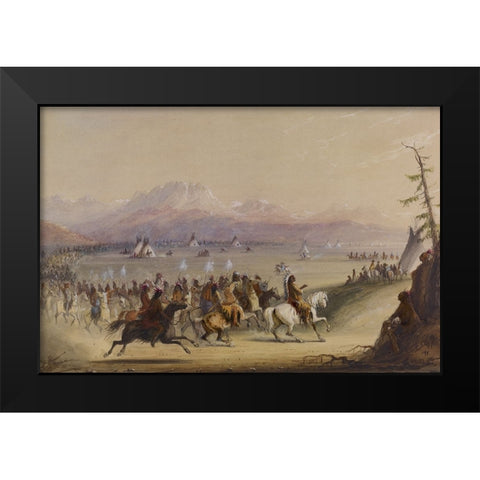 Cavalcade Black Modern Wood Framed Art Print by Miller, Alfred Jacob