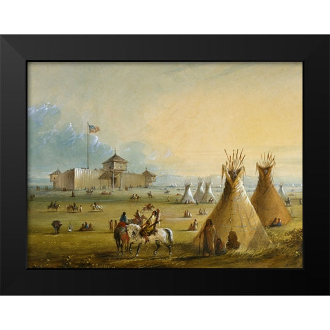 Fort Laramie Black Modern Wood Framed Art Print by Miller, Alfred Jacob