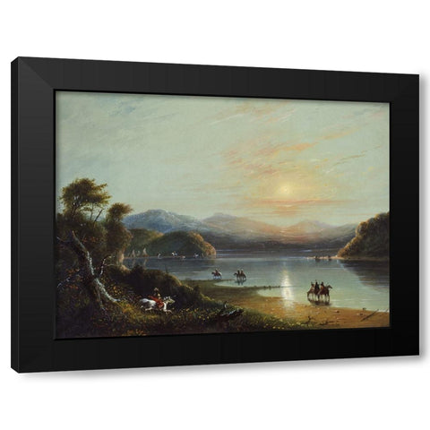 Green River Black Modern Wood Framed Art Print by Miller, Alfred Jacob