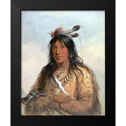Head of Matau Tathonca, Bull Bear, an Ogillalah Black Modern Wood Framed Art Print by Miller, Alfred Jacob