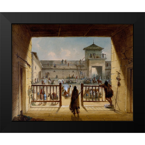 Interior of Fort Laramie Black Modern Wood Framed Art Print by Miller, Alfred Jacob