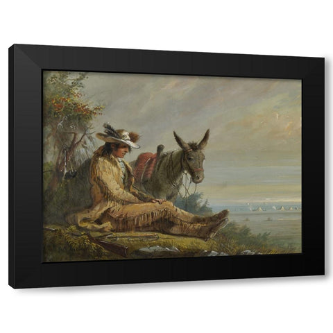 Pierre Black Modern Wood Framed Art Print by Miller, Alfred Jacob