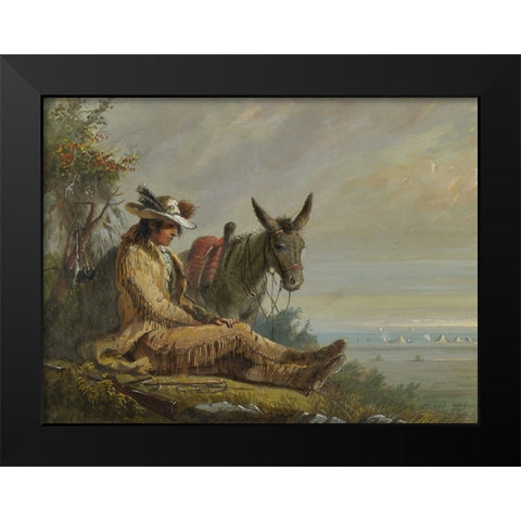 Pierre Black Modern Wood Framed Art Print by Miller, Alfred Jacob