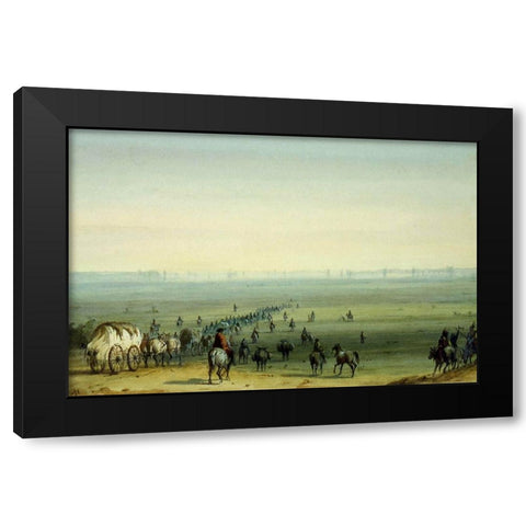 Prairie Scene, Mirage Black Modern Wood Framed Art Print with Double Matting by Miller, Alfred Jacob