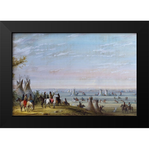 Rendezvous Black Modern Wood Framed Art Print by Miller, Alfred Jacob