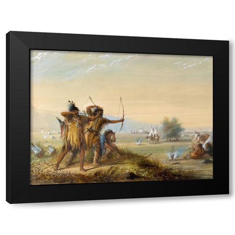 Testing Bows Black Modern Wood Framed Art Print with Double Matting by Miller, Alfred Jacob