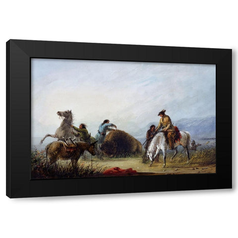 Taking the Hump Rib Black Modern Wood Framed Art Print with Double Matting by Miller, Alfred Jacob