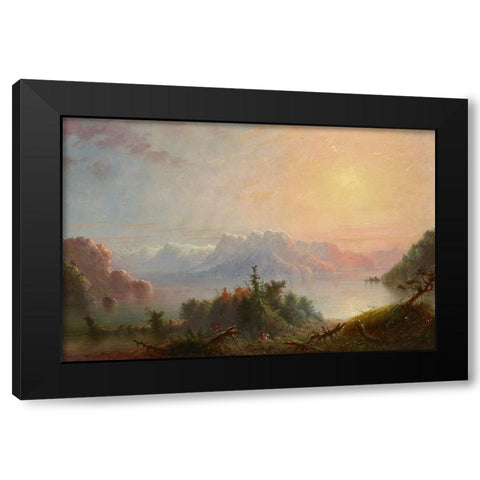 The Lake Her Bosom Expands to the Sky Black Modern Wood Framed Art Print by Miller, Alfred Jacob