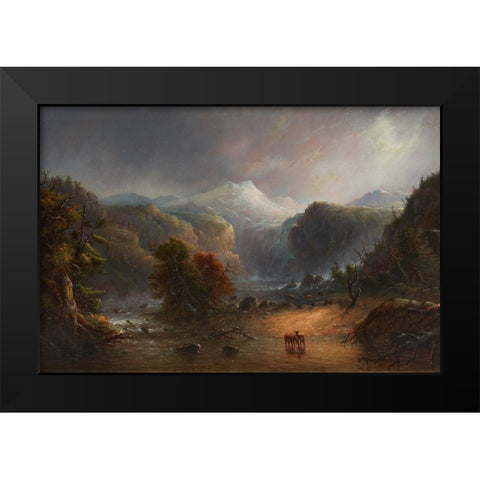 Where the Clouds Love to Rest Black Modern Wood Framed Art Print by Miller, Alfred Jacob