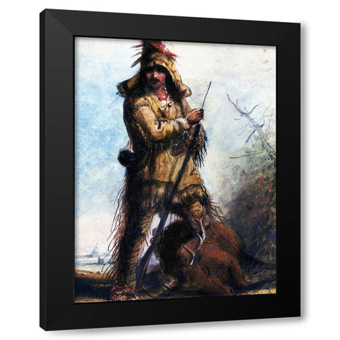 Rocky Mountains Trapper Old Bill Williams Black Modern Wood Framed Art Print by Miller, Alfred Jacob