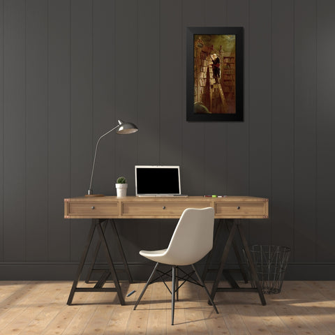 The Bookworm Black Modern Wood Framed Art Print by Spitzweg, Karl