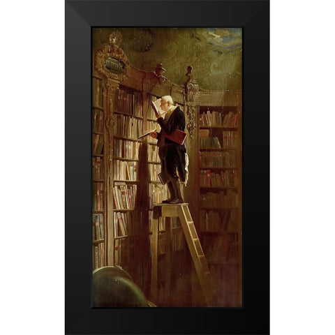 The Bookworm Black Modern Wood Framed Art Print by Spitzweg, Karl