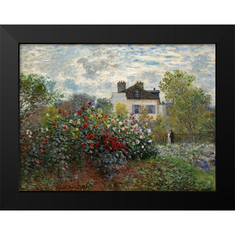The Artists Garden at Argenteuil Black Modern Wood Framed Art Print by Monet, Cluade