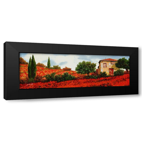 I Papaveri Sulle Colline Black Modern Wood Framed Art Print by Borelli, Guido