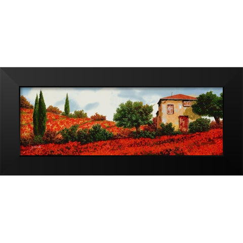 I Papaveri Sulle Colline Black Modern Wood Framed Art Print by Borelli, Guido