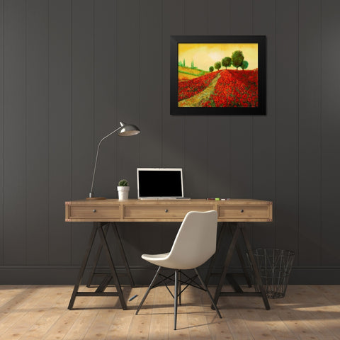 La Collina Dei Papaveri Black Modern Wood Framed Art Print by Borelli, Guido
