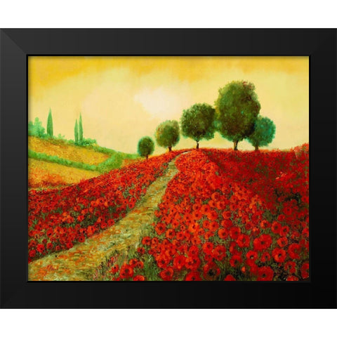 La Collina Dei Papaveri Black Modern Wood Framed Art Print by Borelli, Guido