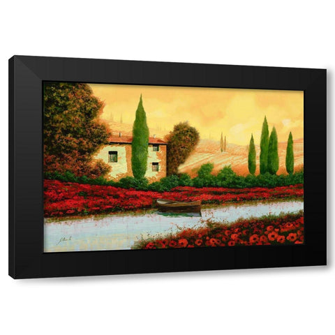 Al Tramonto Sul Fiume Black Modern Wood Framed Art Print with Double Matting by Borelli, Guido