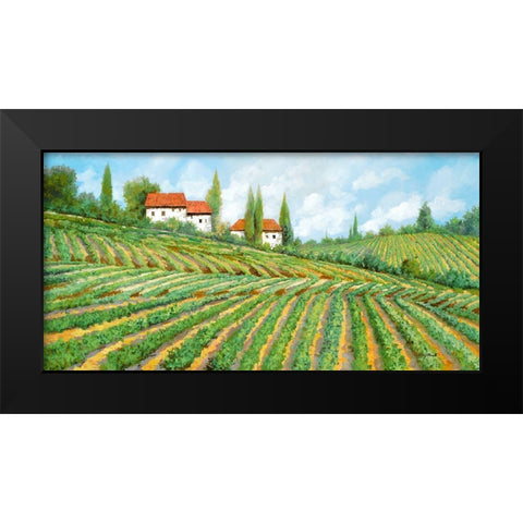 tre case nella vigna Black Modern Wood Framed Art Print by Borelli, Guido