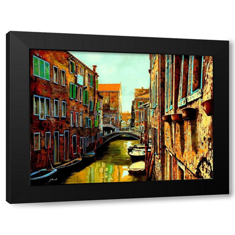 Venezia Al Tramonto Black Modern Wood Framed Art Print with Double Matting by Borelli, Guido