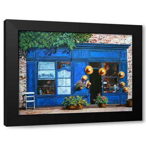 La Maison Blue Black Modern Wood Framed Art Print with Double Matting by Borelli, Guido