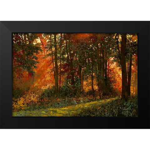 Luci Nel Bosco Black Modern Wood Framed Art Print by Borelli, Guido
