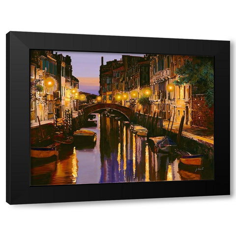 Venezia al Crepuscolo Black Modern Wood Framed Art Print with Double Matting by Borelli, Guido