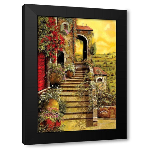 Salita al Grande Arco Black Modern Wood Framed Art Print with Double Matting by Borelli, Guido