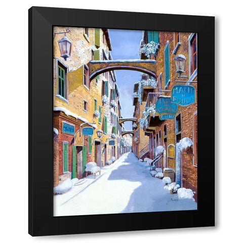 la neve in liguria Black Modern Wood Framed Art Print by Borelli, Guido