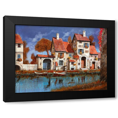La Cascina Sul Lago Black Modern Wood Framed Art Print by Borelli, Guido