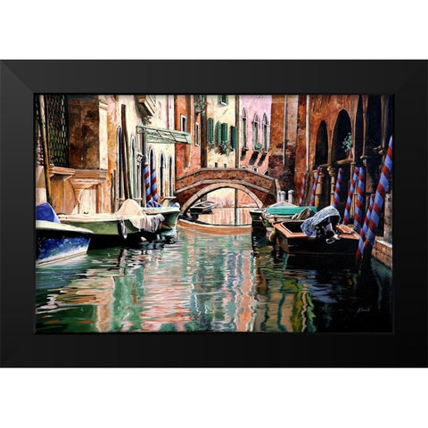 le Barche e i Pali Colorati Black Modern Wood Framed Art Print by Borelli, Guido