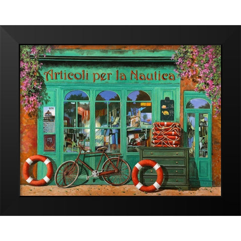 La Bicicletta Rossa (The Red Bicycle) Black Modern Wood Framed Art Print by Borelli, Guido