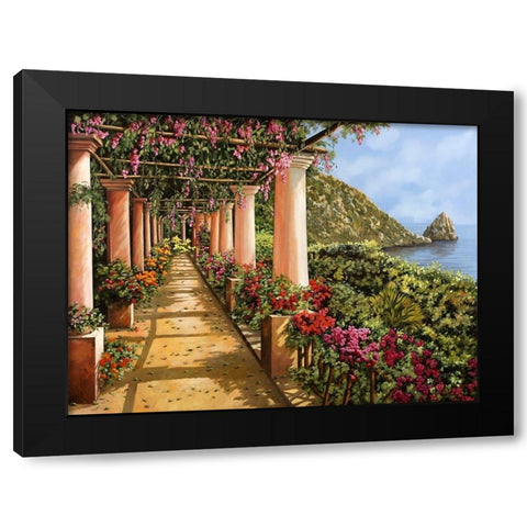 Tante Colonne sul golfo Black Modern Wood Framed Art Print with Double Matting by Borelli, Guido