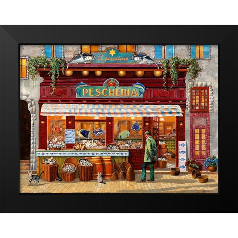 la pescheria del pescatore Black Modern Wood Framed Art Print by Borelli, Guido